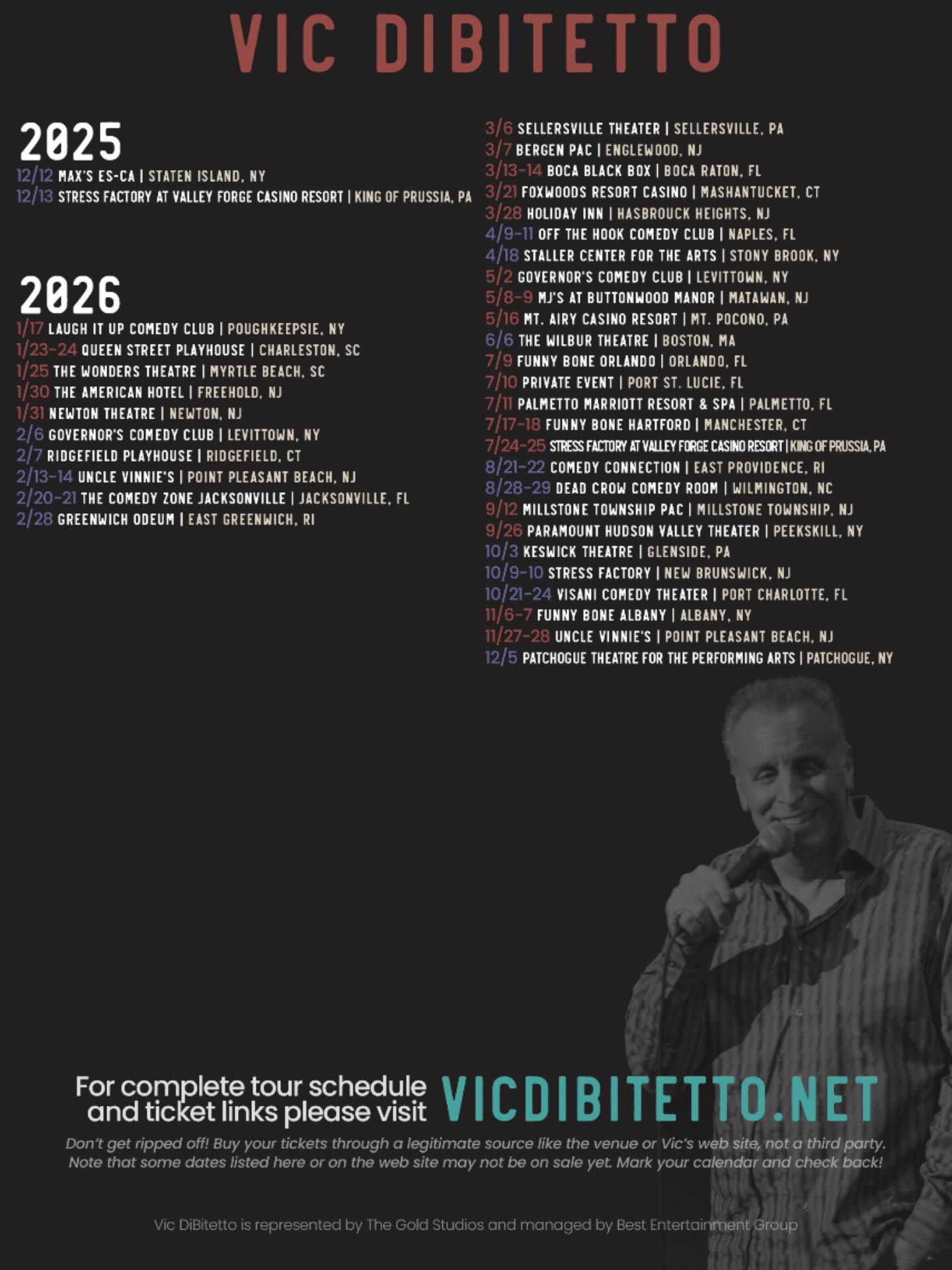 Vic DiBitetto Tour Poster 2026